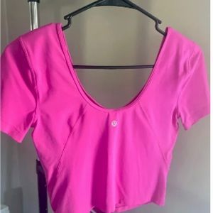 Lulumeon align pink tank top